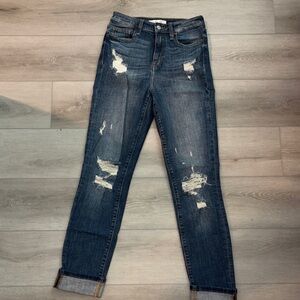 Casual Distressed Boyfriend Jeans in Blue
